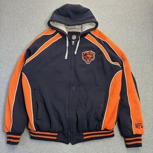NFL Chicago Bears Men’s Large Full Zip Hoodie Jacket Navy Orange